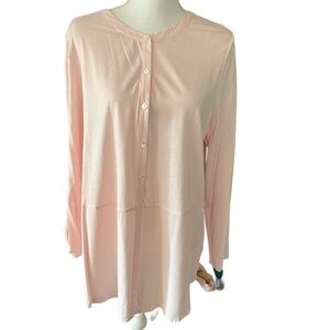 Light Pink Button-Front Long Sleeve Women's Top